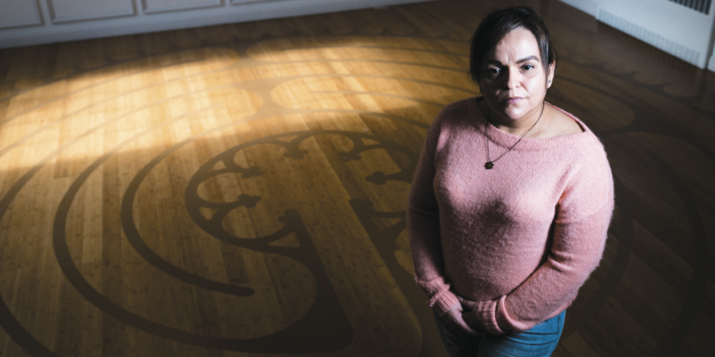 Leonor Garcia at Forest Hill labyrinth. Leonor Garcia at Forest Hill labyrinth.