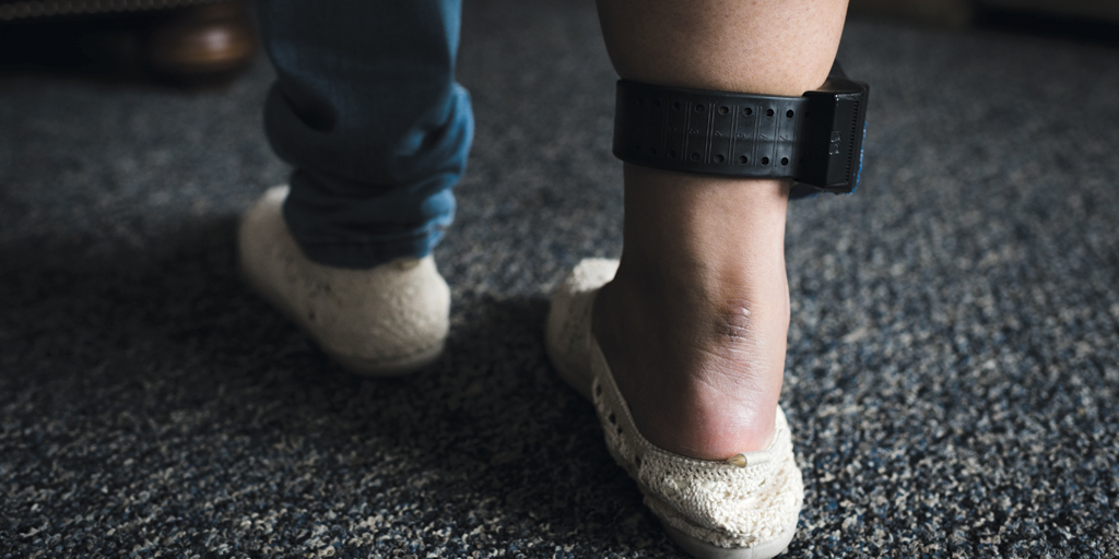 GPS monitor on Leonor's ankle GPS monitor on Leonor's ankle